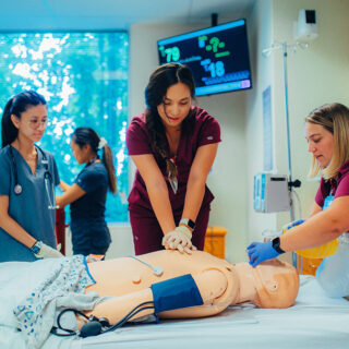 nursing students in lab