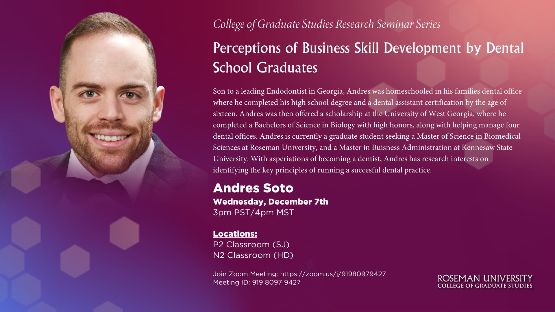 Perceptions of Business Skill Development by Dental School Graduates seminar