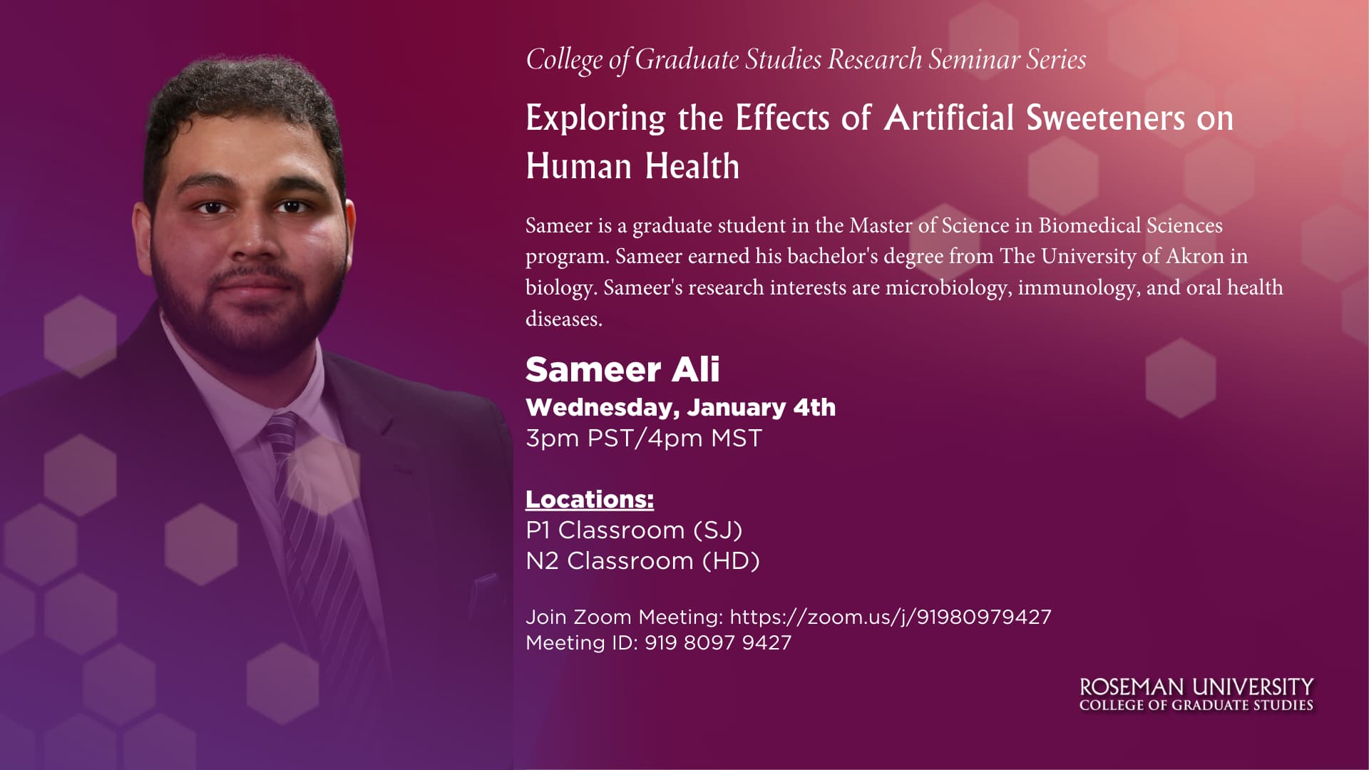 Exploring the Effects of Artificial Sweeteners on Human Health seminar