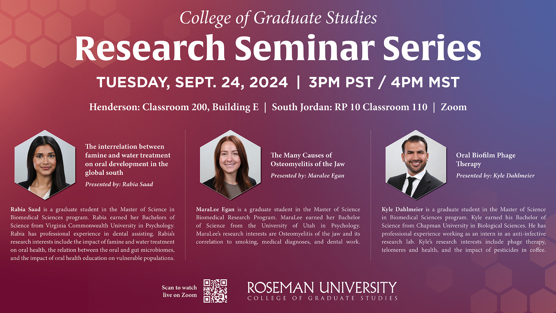 Roseman University College of Graduate Studies Research Seminar Series