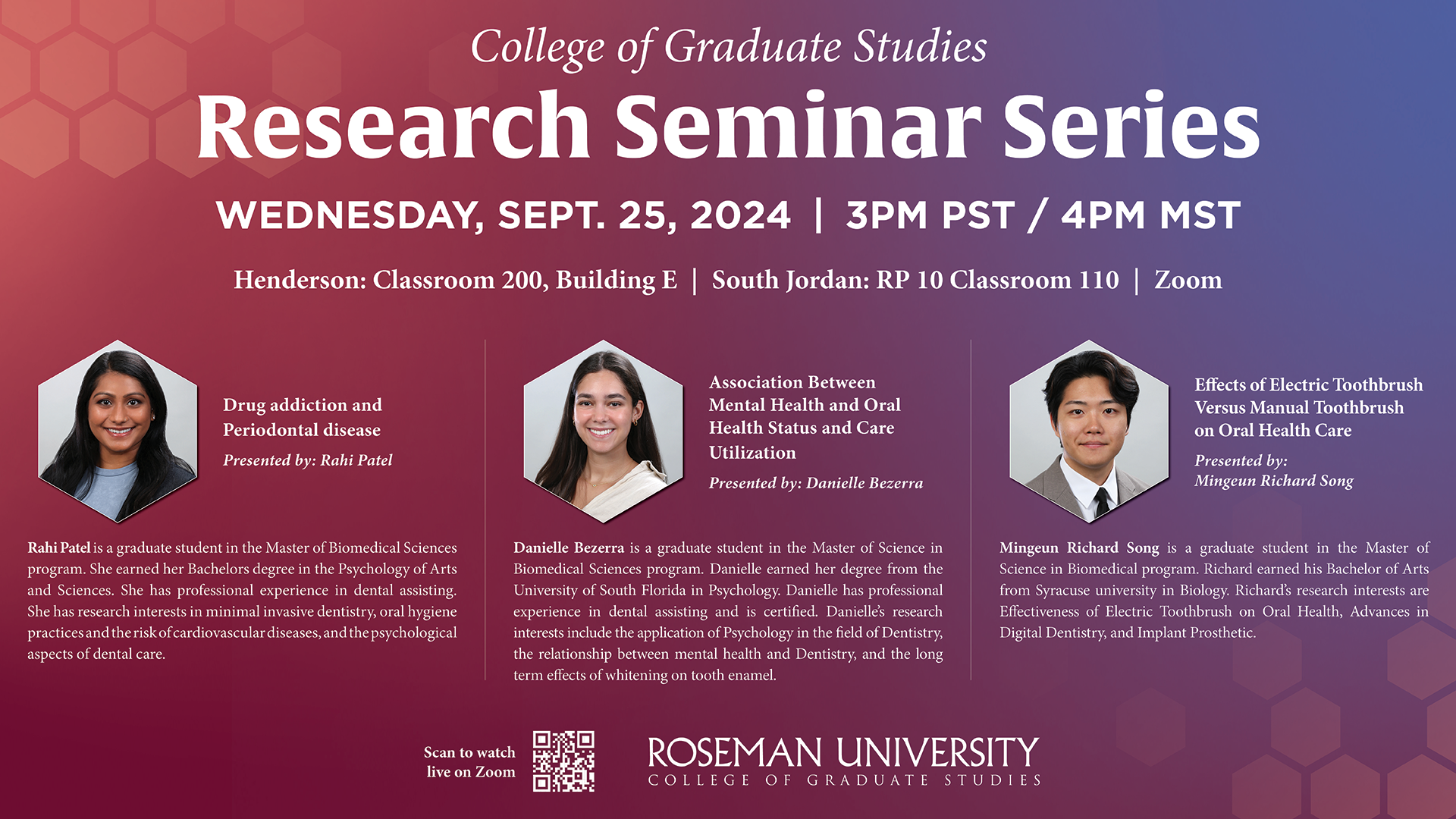 Roseman University College of Graduate Studies Research Seminar Series