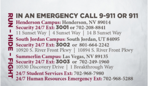 Roseman University emergency numbers