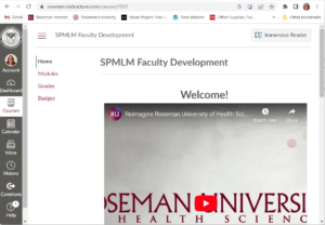 Roseman University Canvas dashboard