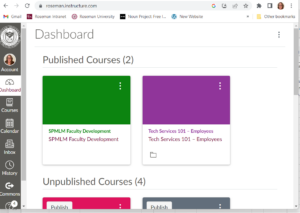 Roseman University Canvas homepage