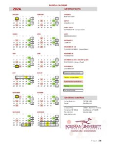 Roseman University payroll calendar