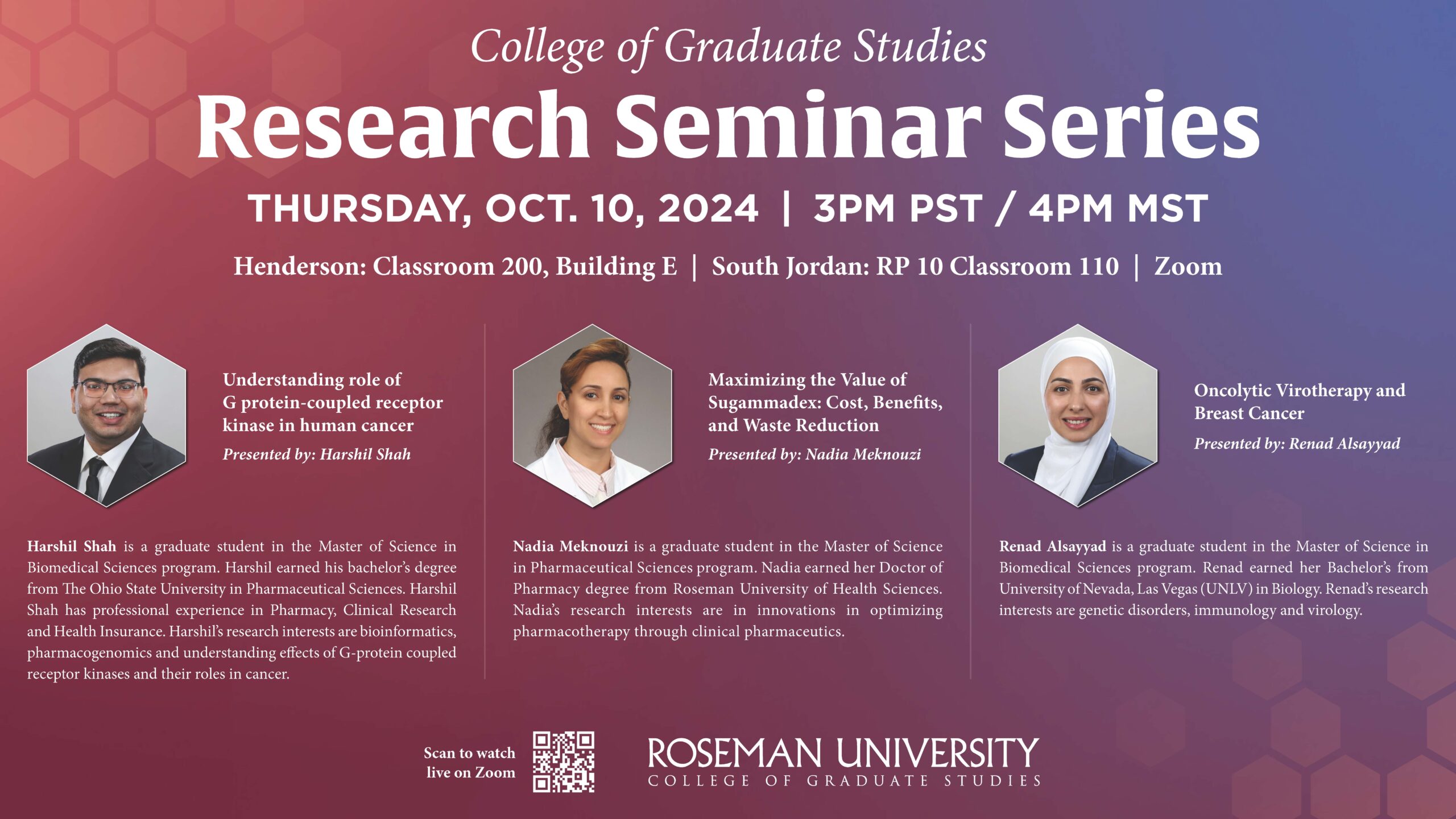 Roseman University College of Graduate Studies Research Seminar Series