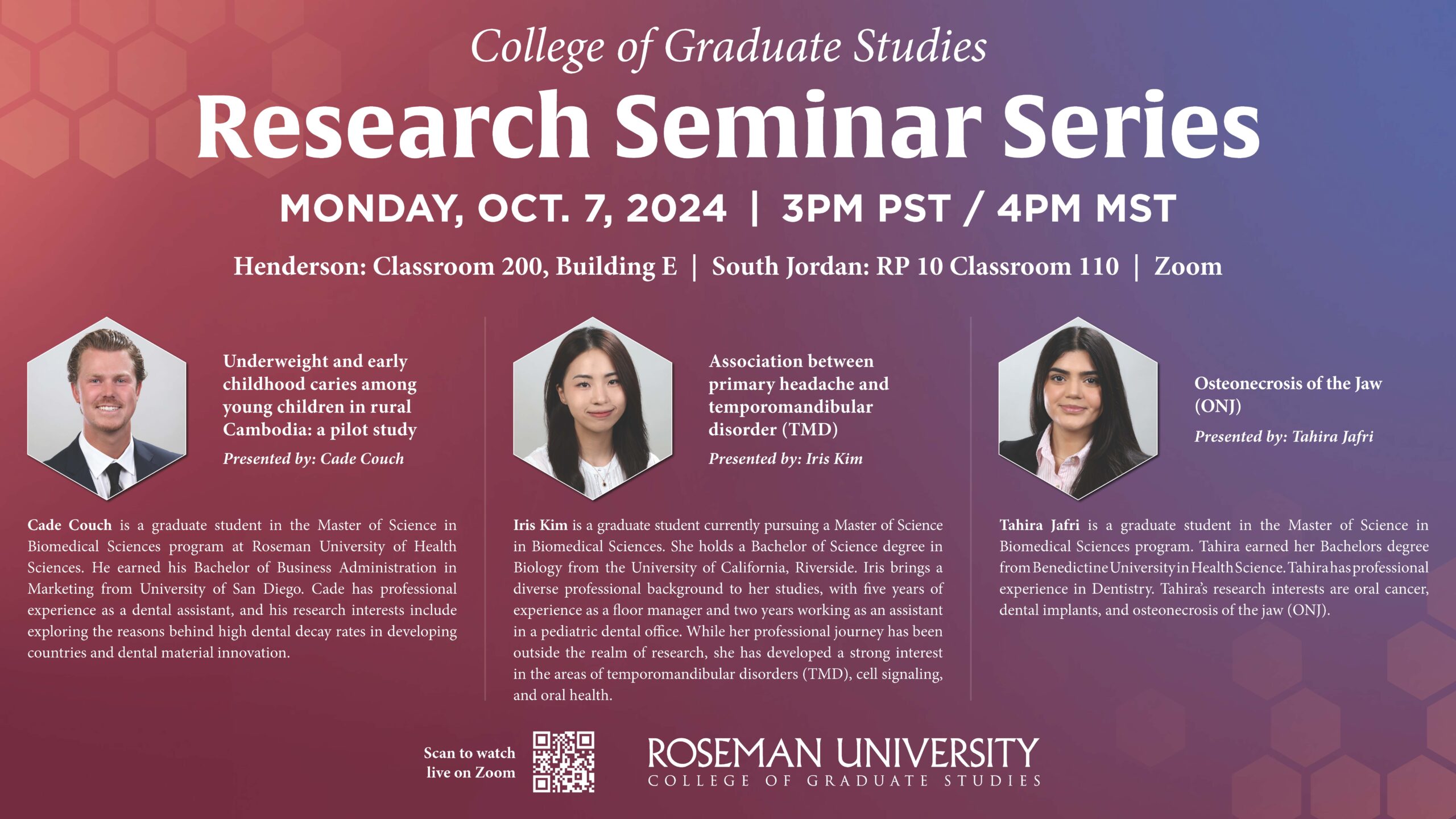 Roseman University College of Graduate Studies Research Seminar Series