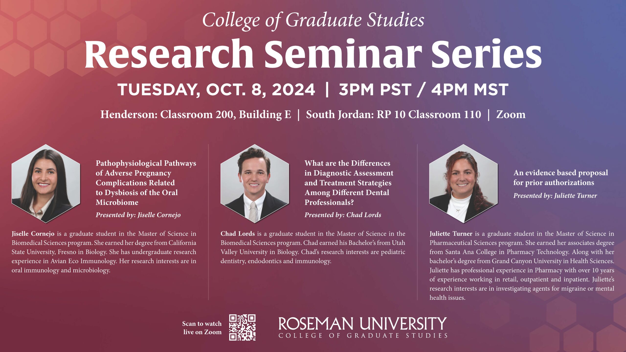 Roseman University College of Graduate Studies Research Seminar Series