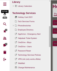 Roseman University Intranet menu screenshot