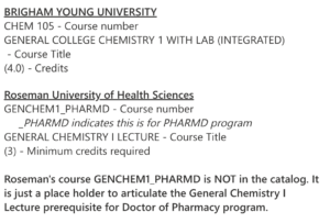 Roseman's Prerequisite Evaluation Tool screenshot