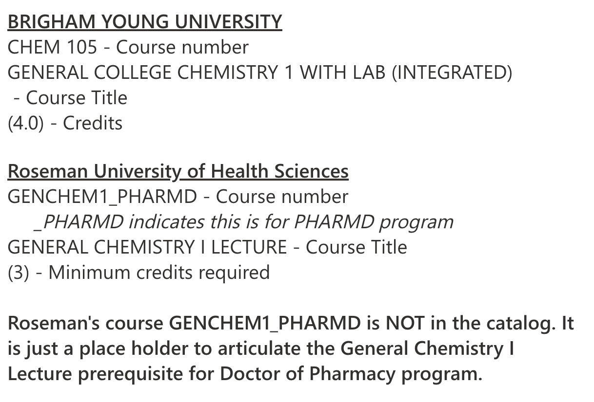 Prerequisite Evaluation Tool Roseman University