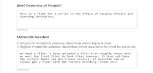 Roseman University branding request screenshot