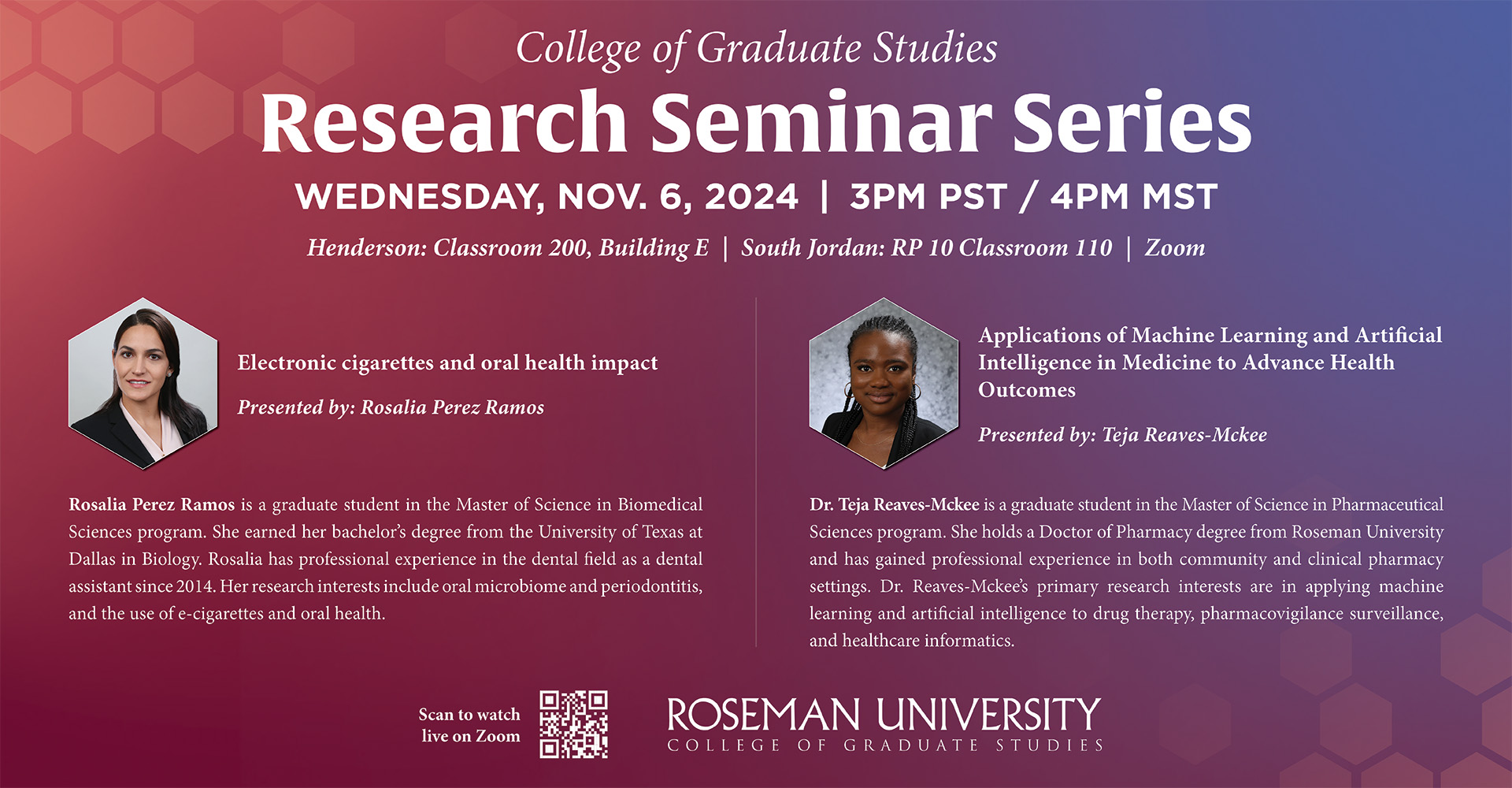 Roseman University College of Graduate Studies Research Seminar Series