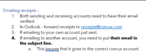 Steps for emailing receipts in SAP Concur