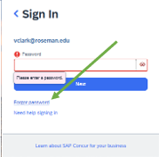 SAP Concur login screenshot