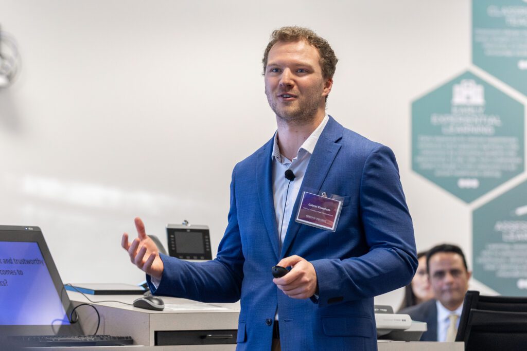 Gabriel Eisenhuth presents at Roseman University's 11th Annual Research Symposium