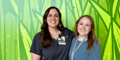 Dr. Ross and Dr. Roberts, pediatric pharmacists and Roseman Alumni