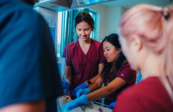 nursing students working on pediatrics