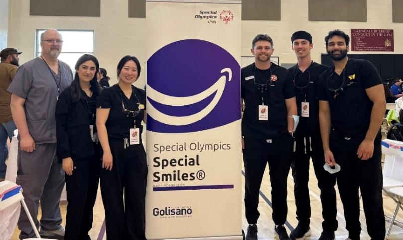 Dental students provide screenings and offered fluoride varnish to Special Olympics athletes and their families during the Salt Lake Health & Wellness Fair