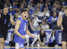 male playing volleyball