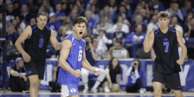 male playing volleyball